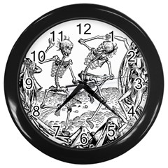 Skeletons - Halloween Wall Clocks (black) by Valentinaart