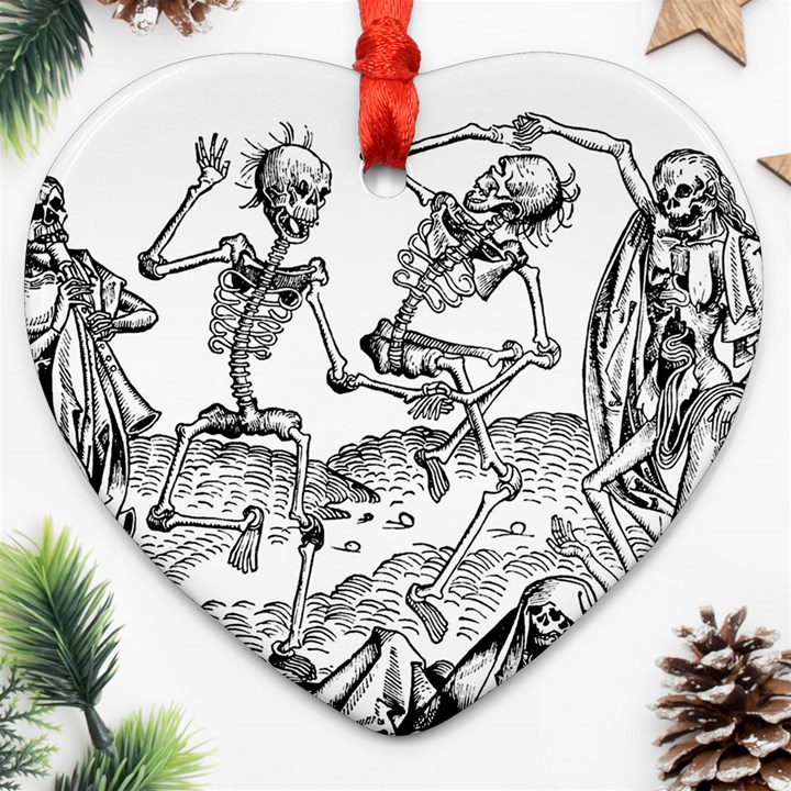 Skeletons - Halloween Heart Ornament (Two Sides)