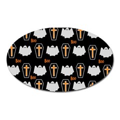 Ghost And Chest Halloween Pattern Oval Magnet by Valentinaart