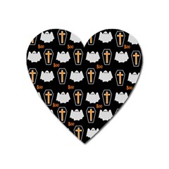 Ghost And Chest Halloween Pattern Heart Magnet by Valentinaart