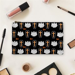 Ghost And Chest Halloween Pattern Cosmetic Bag (medium)  by Valentinaart