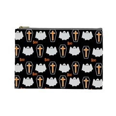 Ghost And Chest Halloween Pattern Cosmetic Bag (large)  by Valentinaart