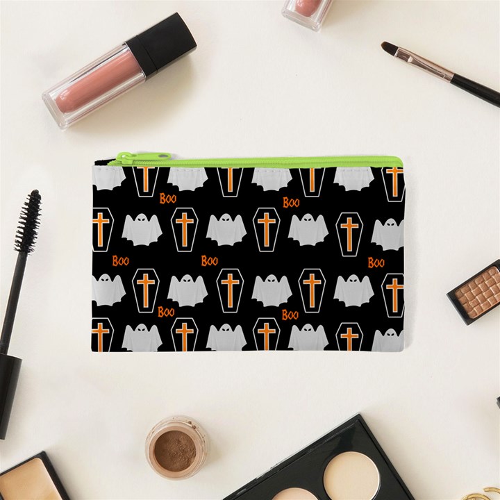 Ghost and chest Halloween pattern Cosmetic Bag (XS)