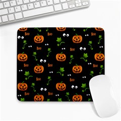 Pumpkins - Halloween Pattern Large Mousepads by Valentinaart