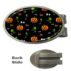 Pumpkins - Halloween Pattern Money Clips (oval)  by Valentinaart