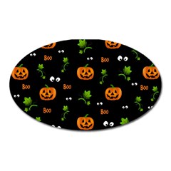 Pumpkins - Halloween Pattern Oval Magnet by Valentinaart