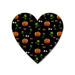 Pumpkins - Halloween Pattern Heart Magnet by Valentinaart