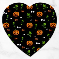 Pumpkins - Halloween Pattern Jigsaw Puzzle (heart) by Valentinaart