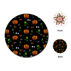 Pumpkins - Halloween Pattern Playing Cards (round)  by Valentinaart