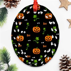 Pumpkins - Halloween Pattern Ornament (oval Filigree) by Valentinaart