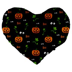 Pumpkins - Halloween Pattern Large 19  Premium Heart Shape Cushions by Valentinaart