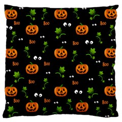 Pumpkins - Halloween Pattern Large Flano Cushion Case (one Side) by Valentinaart