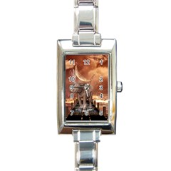 Cute Baby Elephant On A Jetty Rectangle Italian Charm Watch by FantasyWorld7