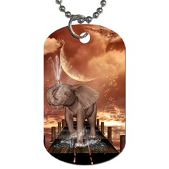 Cute Baby Elephant On A Jetty Dog Tag (one Side) by FantasyWorld7