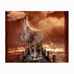 Cute Baby Elephant On A Jetty Small Glasses Cloth by FantasyWorld7