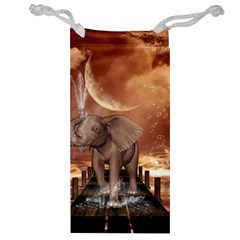 Cute Baby Elephant On A Jetty Jewelry Bag by FantasyWorld7