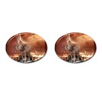 Cute Baby Elephant On A Jetty Cufflinks (Oval)