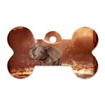 Cute Baby Elephant On A Jetty Dog Tag Bone (One Side)