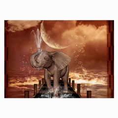 Cute Baby Elephant On A Jetty Large Glasses Cloth by FantasyWorld7