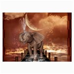 Cute Baby Elephant On A Jetty Large Glasses Cloth