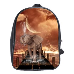 Cute Baby Elephant On A Jetty School Bag (large) by FantasyWorld7