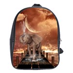 Cute Baby Elephant On A Jetty School Bag (Large)