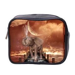 Cute Baby Elephant On A Jetty Mini Toiletries Bag 2-side by FantasyWorld7