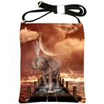 Cute Baby Elephant On A Jetty Shoulder Sling Bags