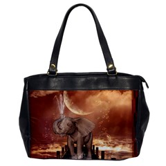 Cute Baby Elephant On A Jetty Office Handbags by FantasyWorld7