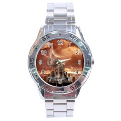 Cute Baby Elephant On A Jetty Stainless Steel Analogue Watch by FantasyWorld7