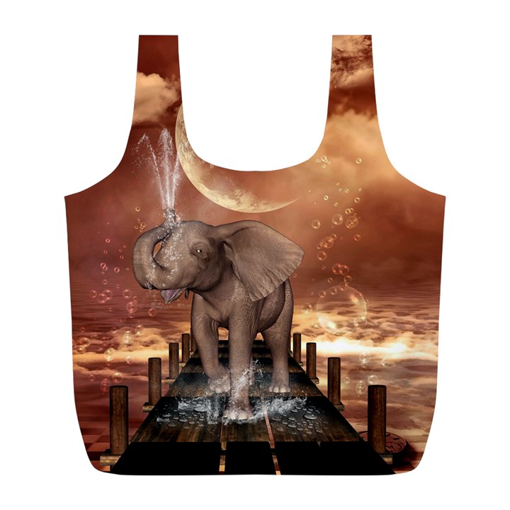 Cute Baby Elephant On A Jetty Full Print Recycle Bags (L) 