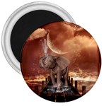 Cute Baby Elephant On A Jetty 3  Magnets Front