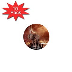 Cute Baby Elephant On A Jetty 1  Mini Buttons (10 Pack)  by FantasyWorld7