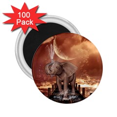 Cute Baby Elephant On A Jetty 2 25  Magnets (100 Pack)  by FantasyWorld7