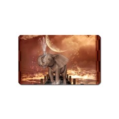 Cute Baby Elephant On A Jetty Magnet (name Card) by FantasyWorld7