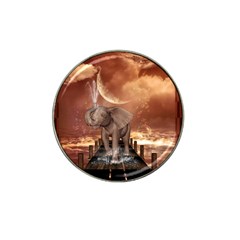 Cute Baby Elephant On A Jetty Hat Clip Ball Marker by FantasyWorld7