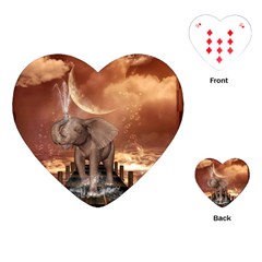 Cute Baby Elephant On A Jetty Playing Cards (heart)  by FantasyWorld7