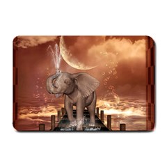 Cute Baby Elephant On A Jetty Small Doormat  by FantasyWorld7