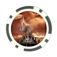 Cute Baby Elephant On A Jetty Poker Chip Card Guard by FantasyWorld7