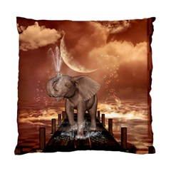 Cute Baby Elephant On A Jetty Standard Cushion Case (one Side) by FantasyWorld7