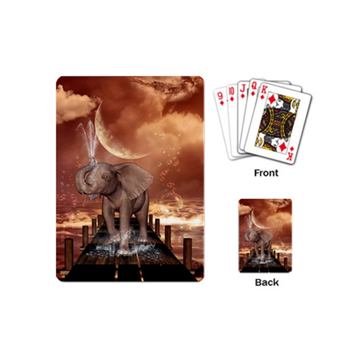 Cute Baby Elephant On A Jetty Playing Cards (Mini) 