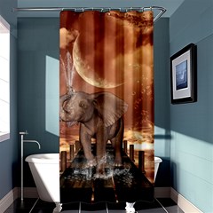 Cute Baby Elephant On A Jetty Shower Curtain 36  X 72  (stall)  by FantasyWorld7