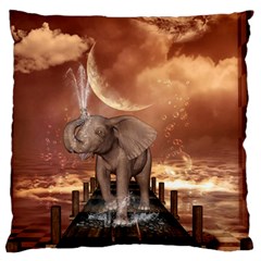 Cute Baby Elephant On A Jetty Standard Flano Cushion Case (one Side) by FantasyWorld7