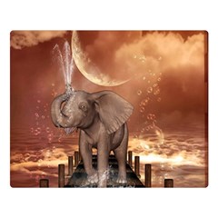 Cute Baby Elephant On A Jetty Double Sided Flano Blanket (large)  by FantasyWorld7