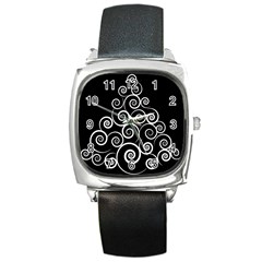 Abstract Spiral Christmas Tree Square Metal Watch by Mariart