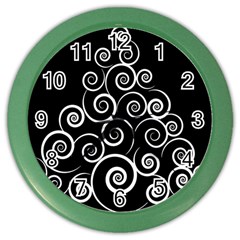 Abstract Spiral Christmas Tree Color Wall Clocks by Mariart