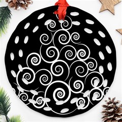 Abstract Spiral Christmas Tree Round Filigree Ornament (two Sides) by Mariart