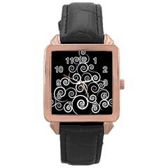 Abstract Spiral Christmas Tree Rose Gold Leather Watch  by Mariart