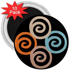 Abroad Spines Circle 3  Magnets (10 Pack)  by Mariart