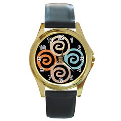 Abroad Spines Circle Round Gold Metal Watch by Mariart